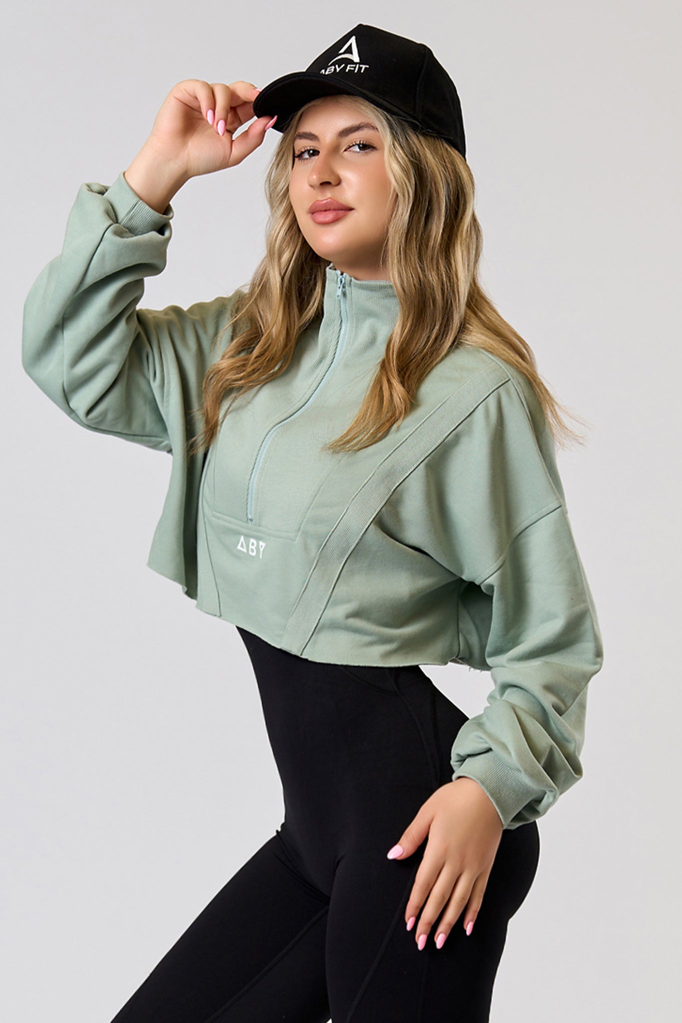 Bluza CROP ZIP Verde menta