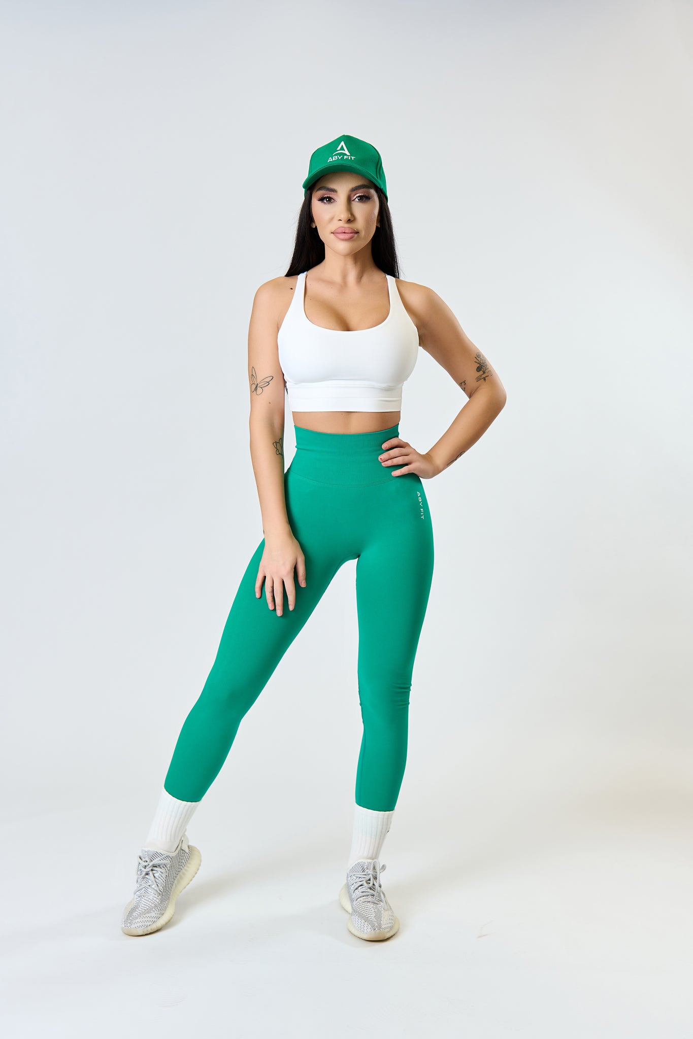 Rajstopy bezszwowe długie Petrol zielony