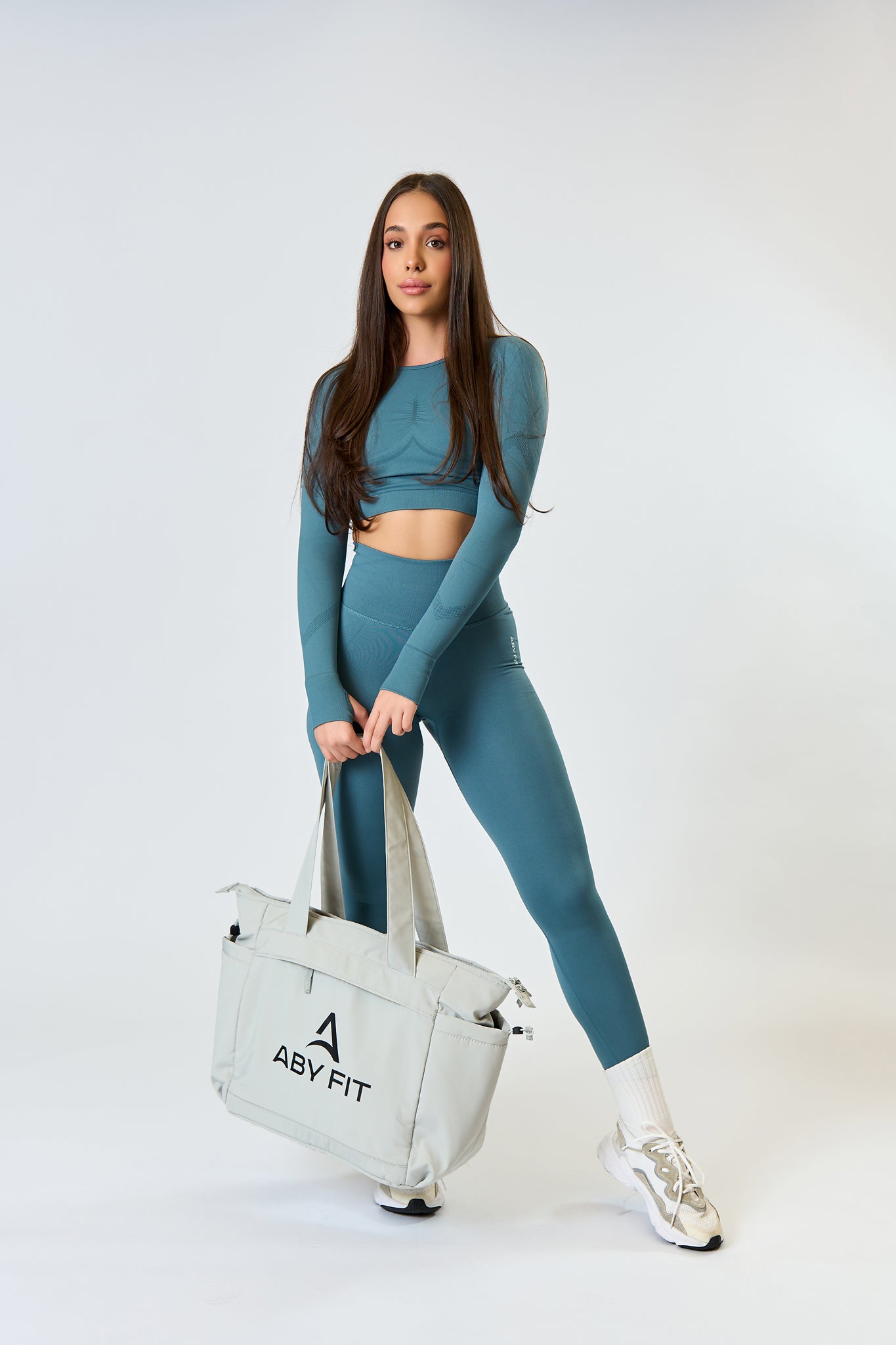 Rajstopy bezszwowe długie Petrol zielony