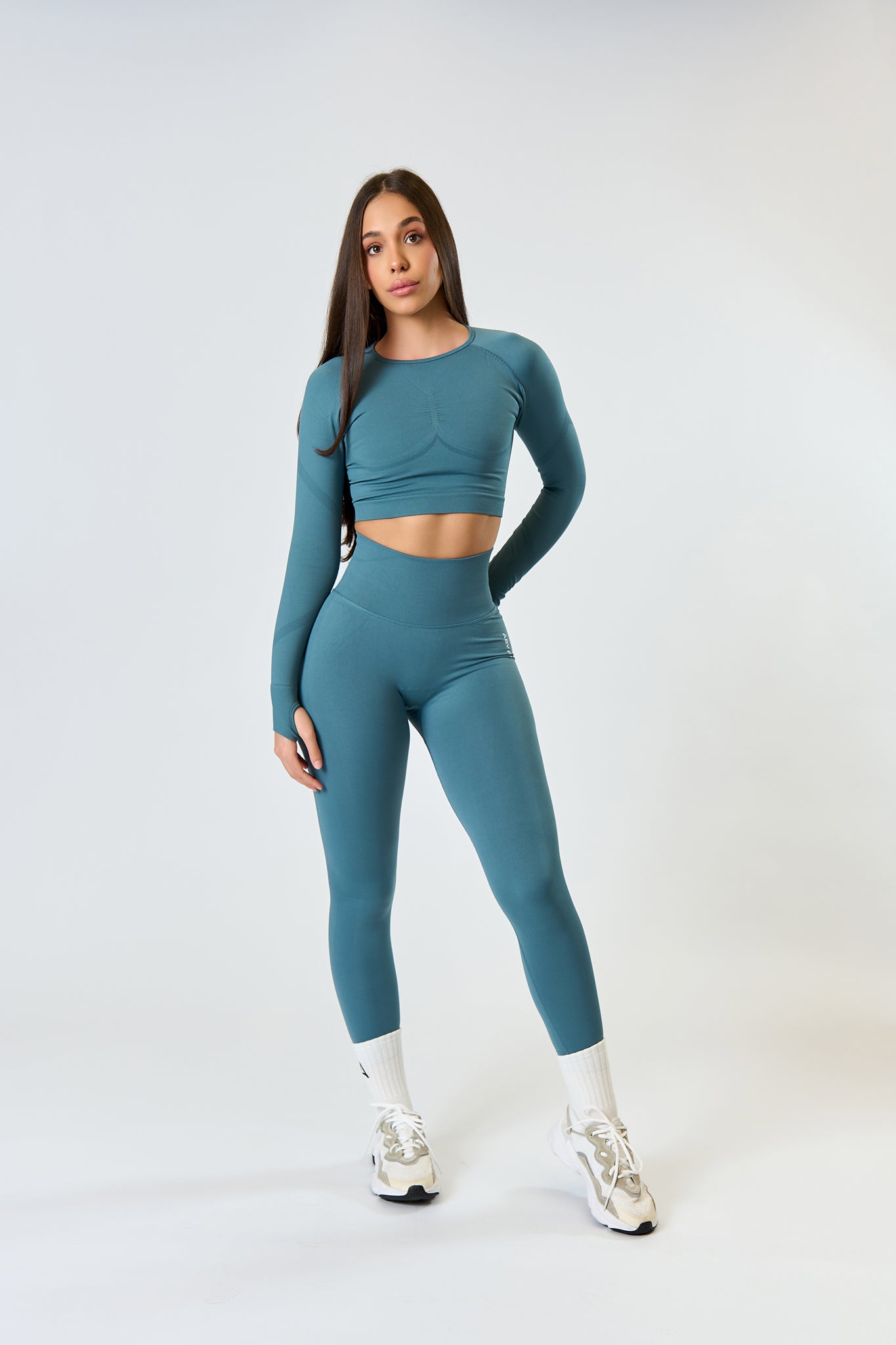 Rajstopy bezszwowe długie Petrol zielony