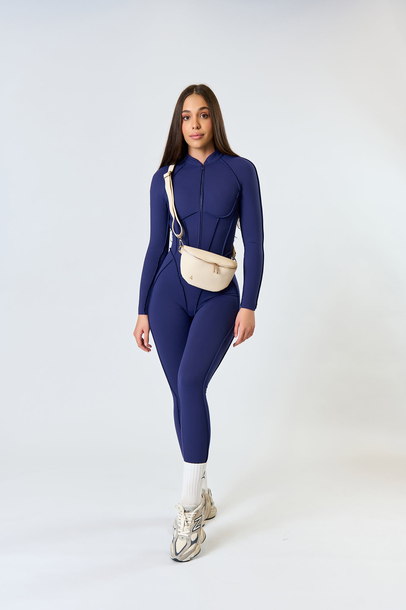 GLAM FIT LONG Navy Jumpsuit