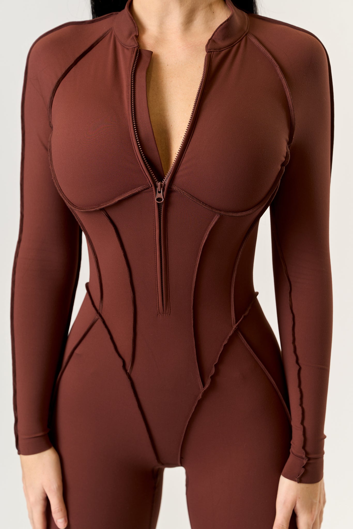 GLAM FIT LONG Brown Jumpsuit